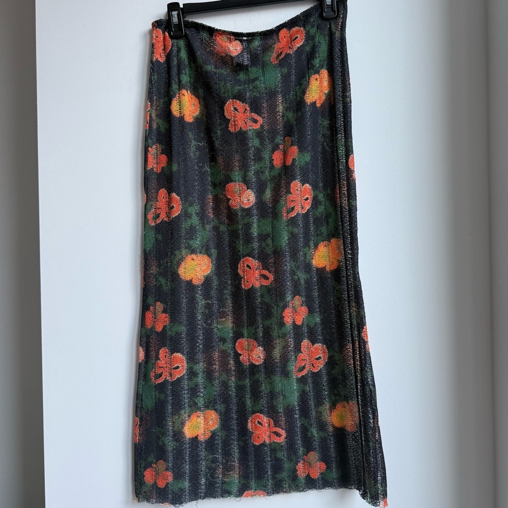 Collusion Chic Floral Maxi Skirt in Black and Orange 10